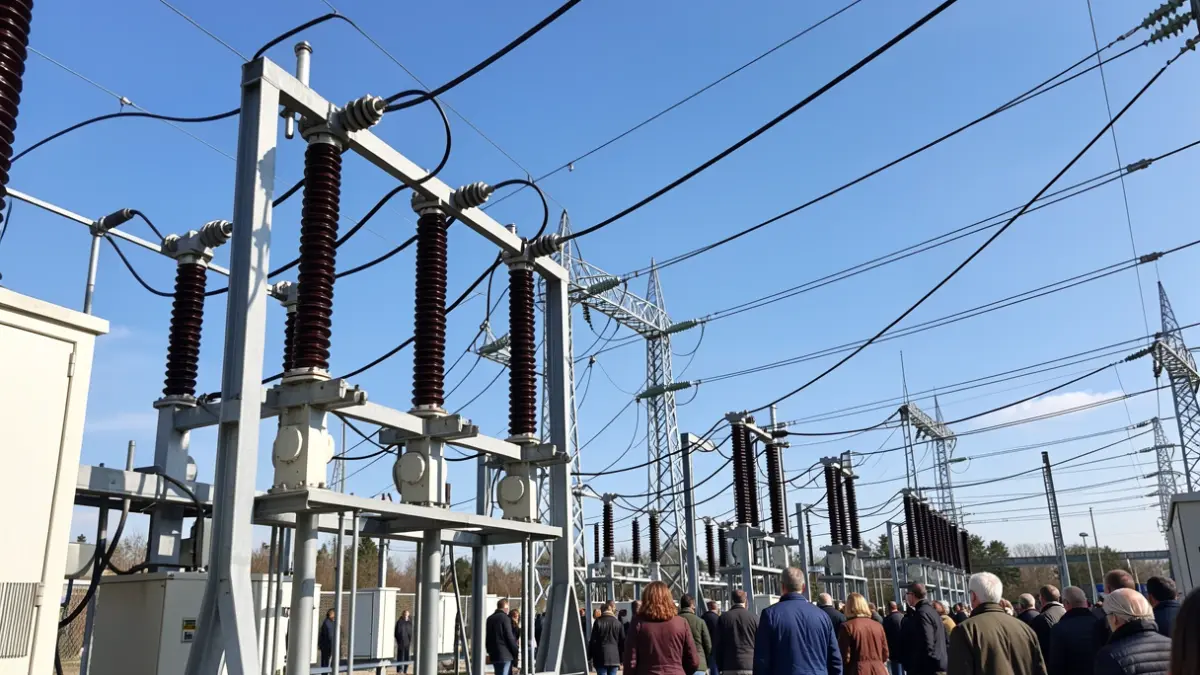 Imagen genérica de una subestación eléctrica con líneas de alta tensión.