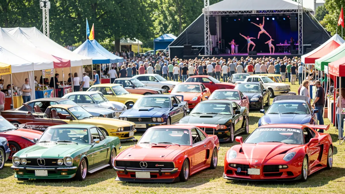 Exhibition of classic, JDM, and exotic vehicles at the Aranjuez Fairgrounds for Mobility Day.