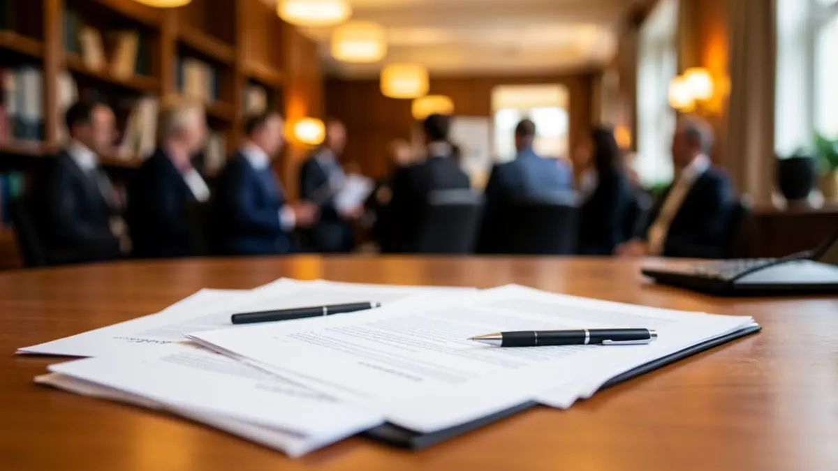 Generic image of an office desk with documents and a pen.