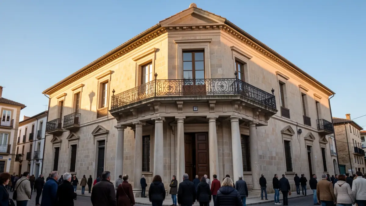 Generic facade of a Spanish town hall with classical architecture.