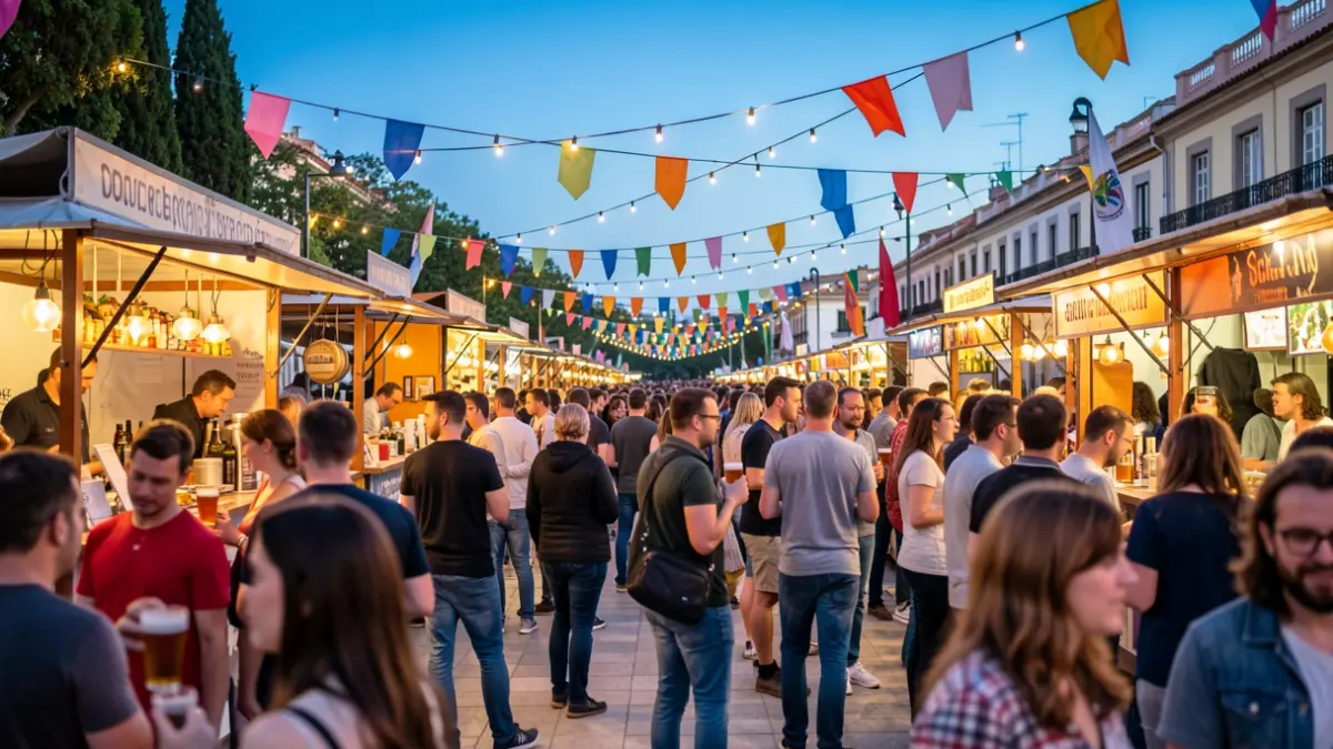 Generic image of an outdoor festival in Madrid with people enjoying themselves.