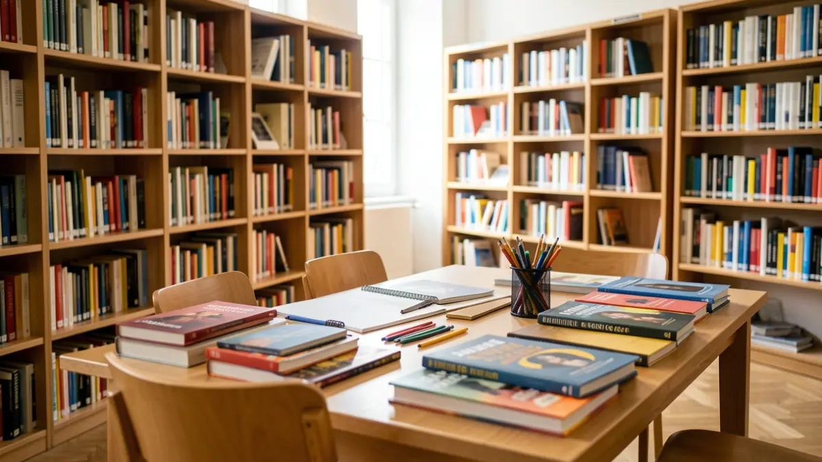 Imagen de una biblioteca en Madrid con materiales para talleres y clubes de lectura.