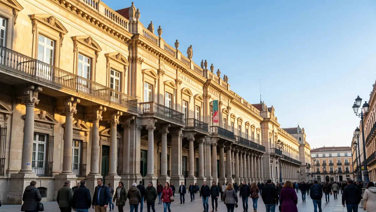 Fachada de Casa de América en Madrid con luz de tarde.