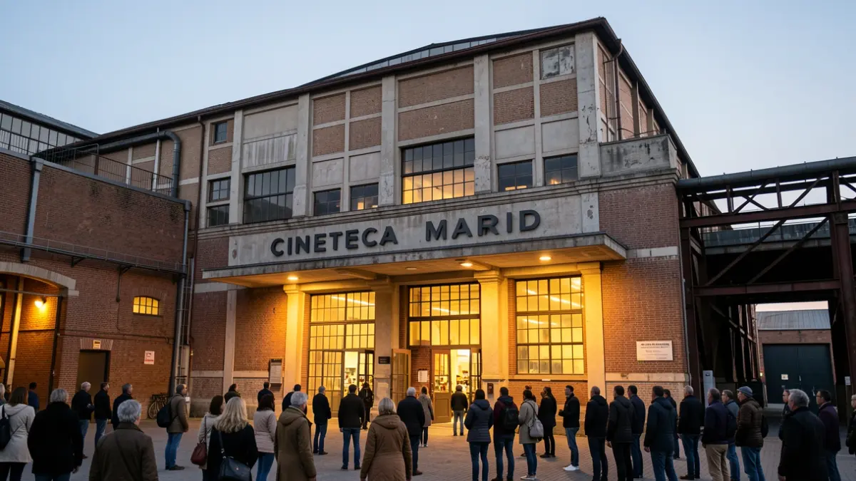 Facade of Cineteca Madrid at Matadero Madrid.