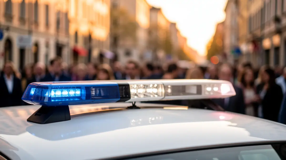 Generic image of a police vehicle with emergency lights.