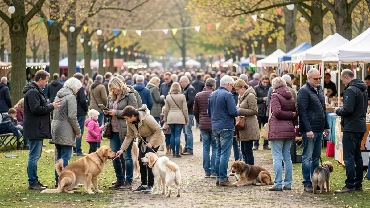 Generic image of an animal adoption day in a park.