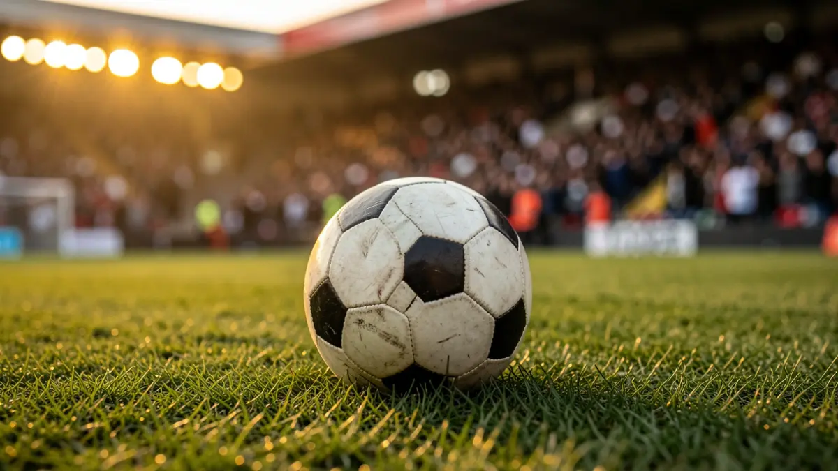 Imagen genérica de un balón de fútbol sobre césped en un entorno deportivo.