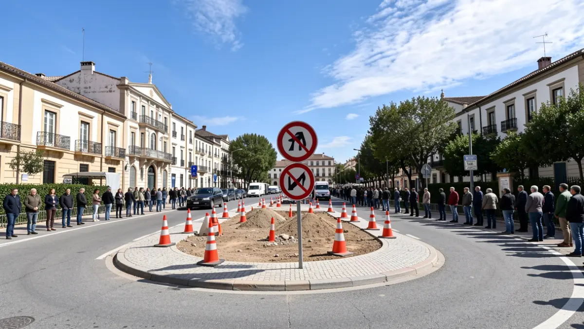 Imagen genérica de obras en una carretera con señalización de desvío.