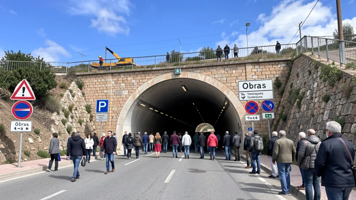 Imagen genérica de obras en el túnel de Torrelaguna con señalización de tráfico.