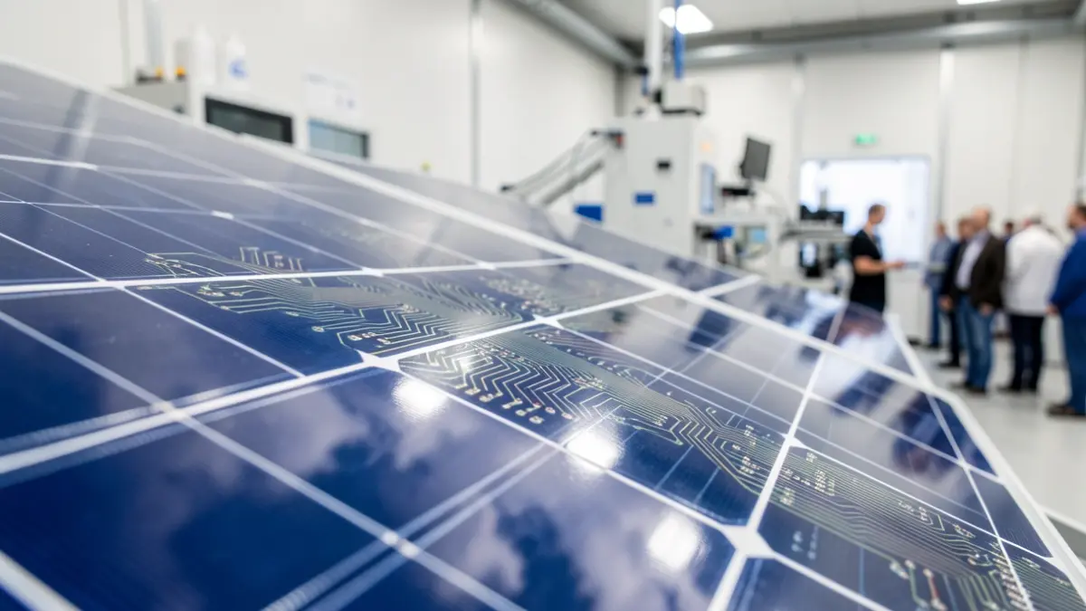 Image of an advanced solar panel in a laboratory setting.