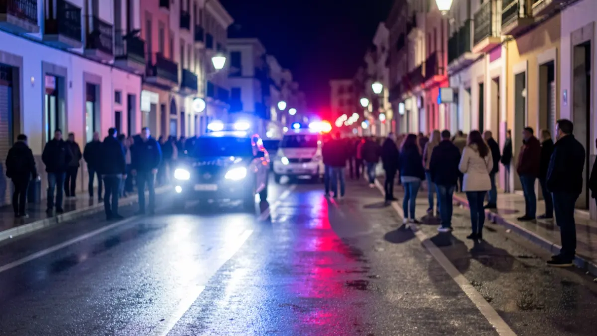Generic image of police emergency lights reflecting on wet asphalt at night.