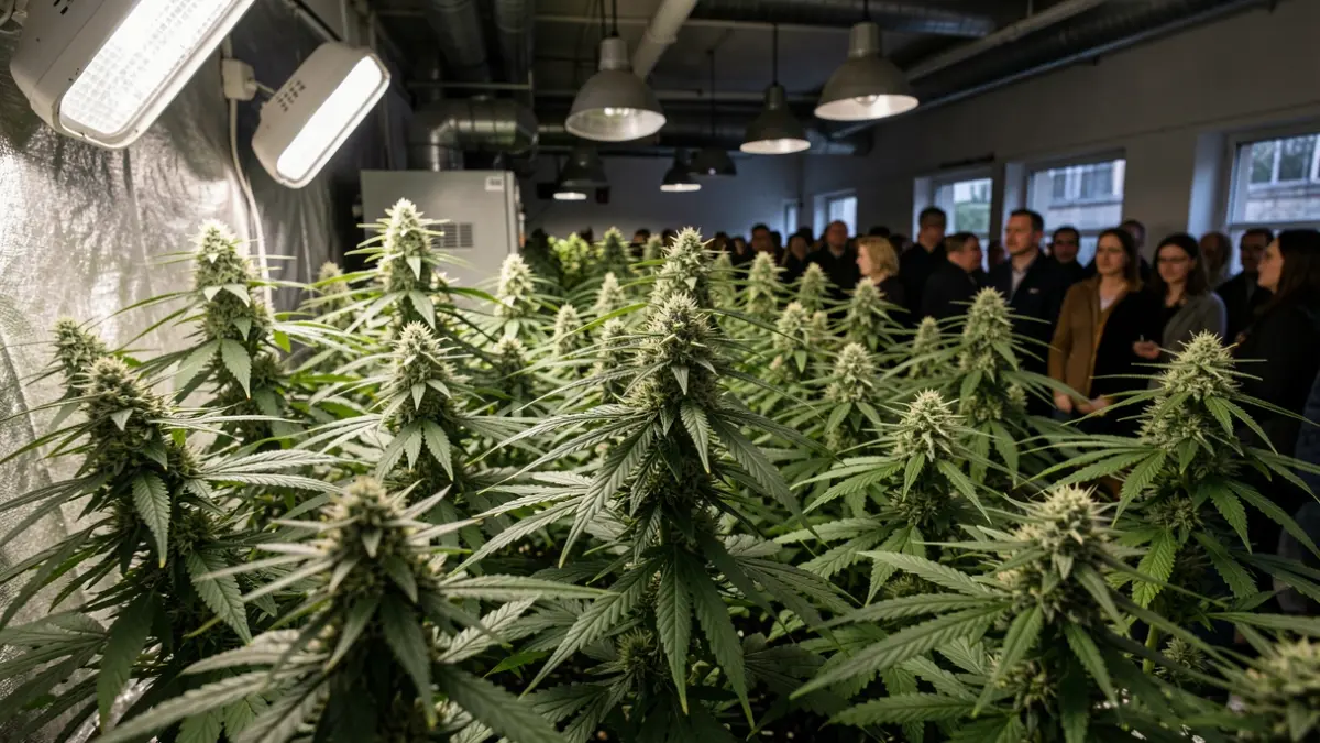Image of indoor marijuana plants.