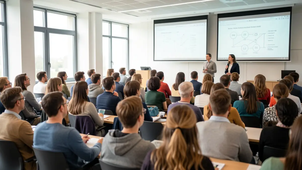 Generic image of a scientific conference with an audience.