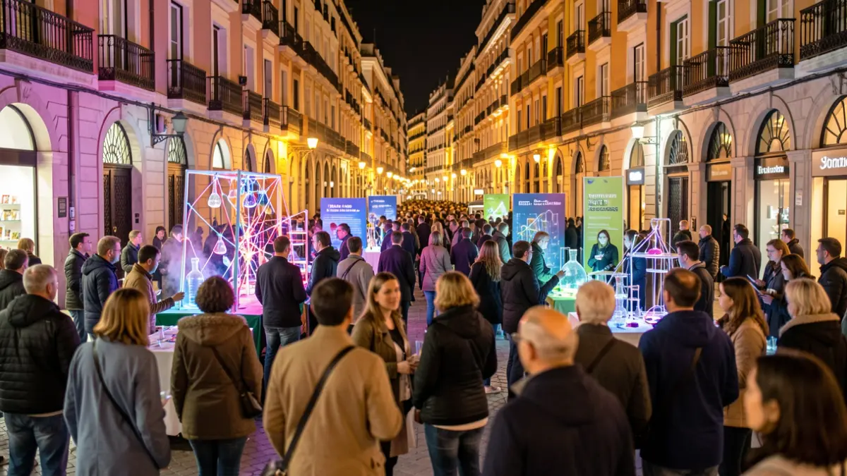 Imagen genérica de la Noche Europea de los Investigadores en Madrid, con público y demostraciones científicas.
