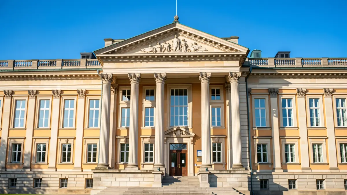 Facade of the Karolinska Institute in Stockholm, Sweden.