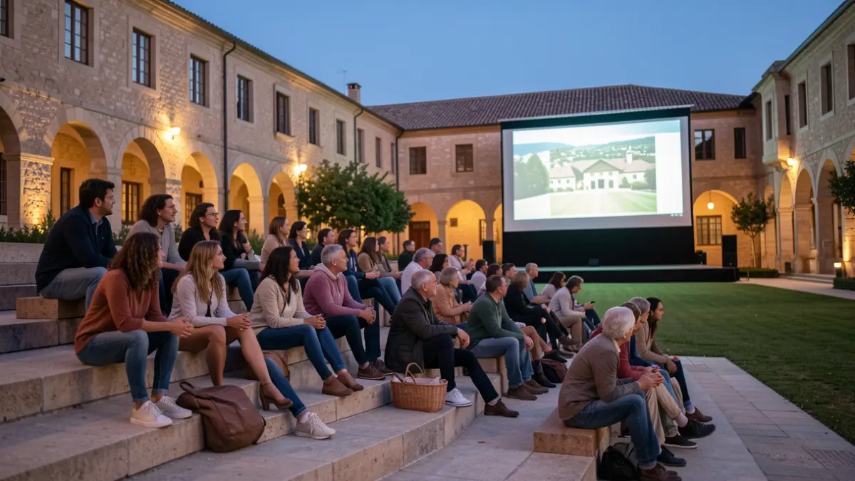 Generic image of an outdoor cinema on a university campus.
