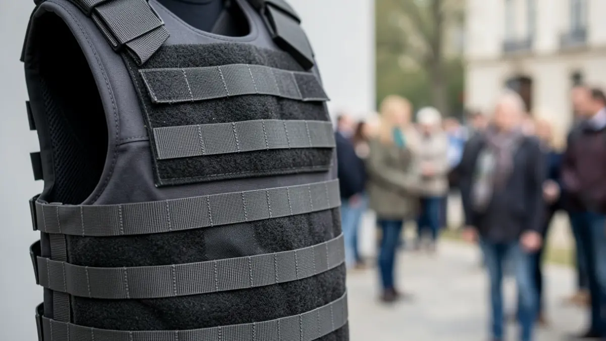 Chaleco antibalas de última generación con sistema Molle.