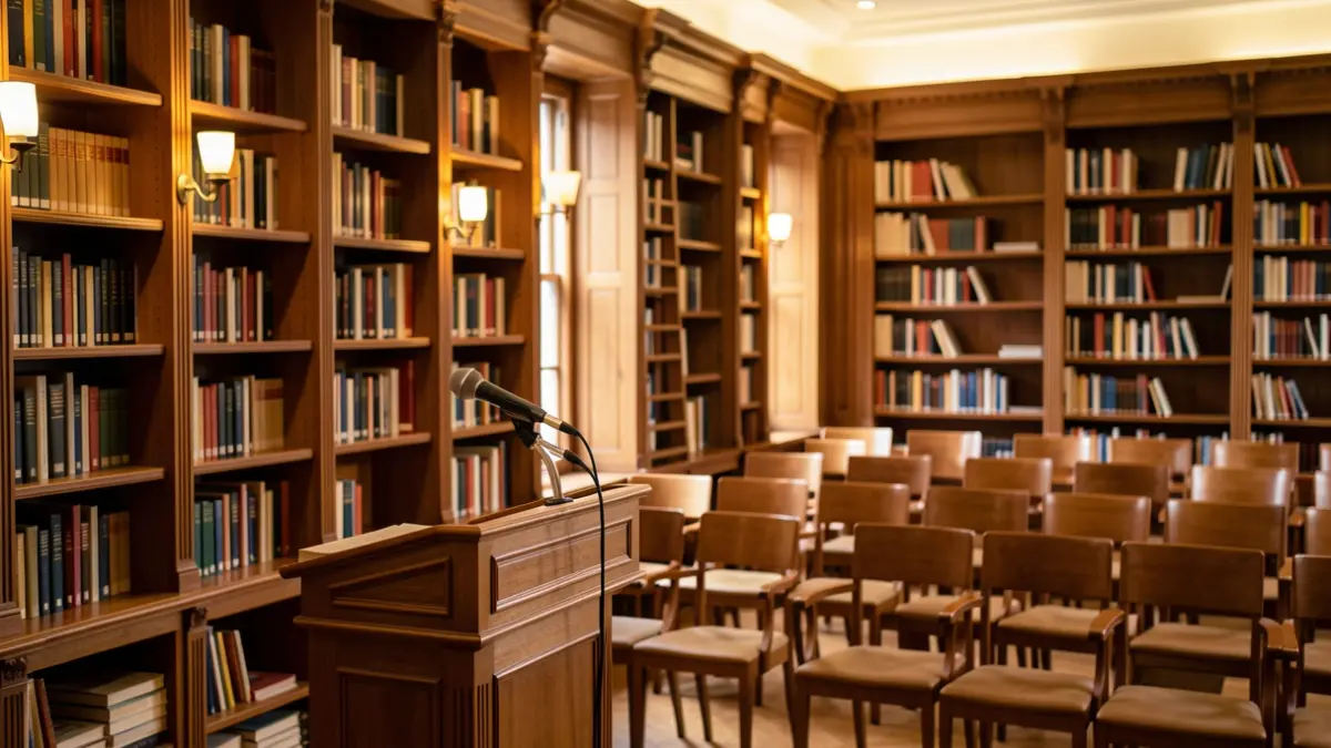 Generic image of a conference room or library with a cozy atmosphere.