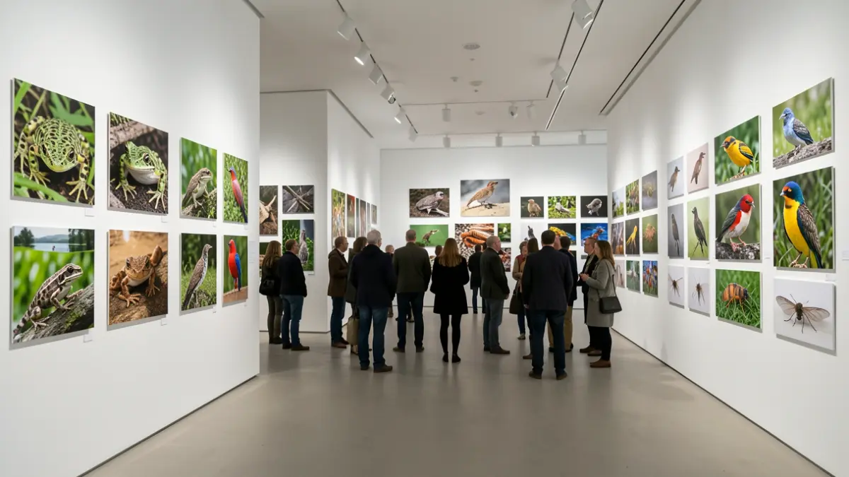Imagen de una exposición fotográfica sobre evolución en el Museo Nacional de Ciencias Naturales.