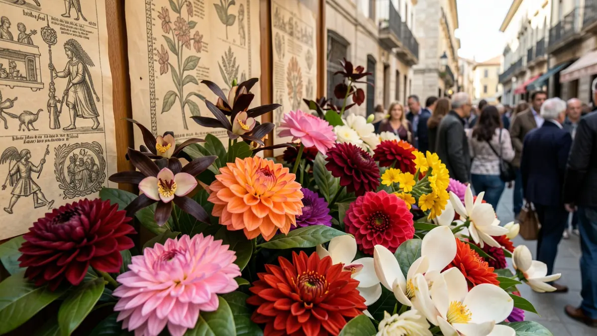 Imagen de flores mexicanas, códices y láminas botánicas.