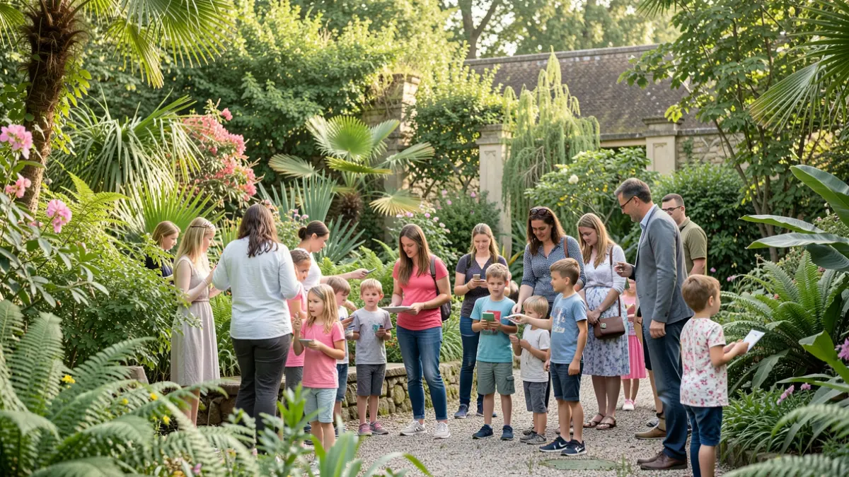 Generic image of families participating in an educational activity in a botanical garden.