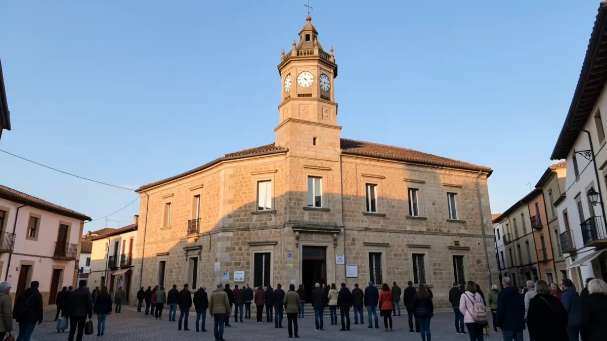 Facade of the Moralzarzal Town Hall with its clock tower.