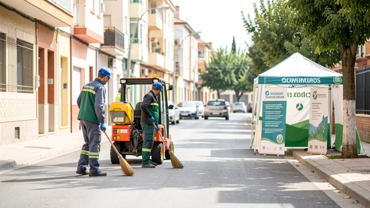 Image of a cleaning and maintenance day in a neighborhood of Alcorcón.