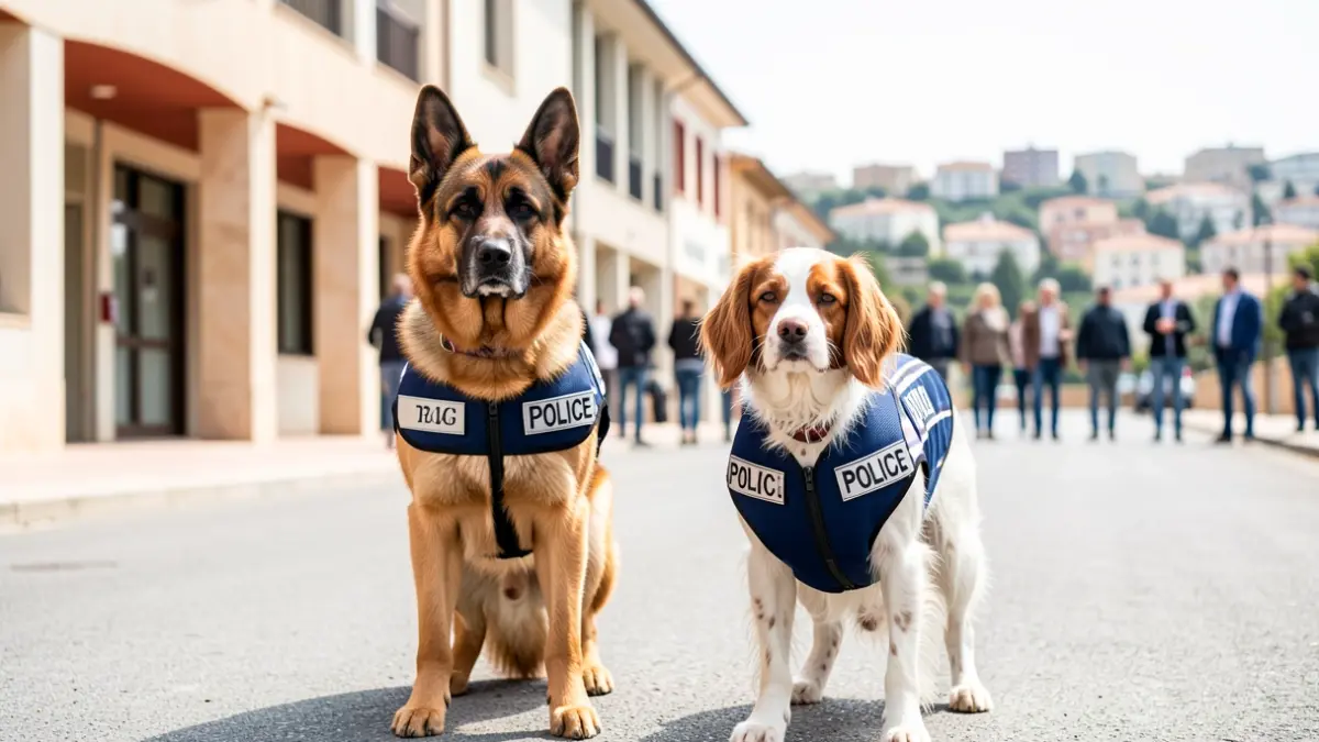Image of the two dogs from the new Canine Unit of the Local Police of Galapagar.