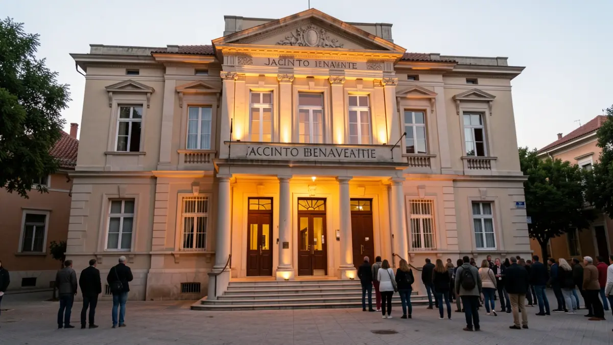 Facade of the Jacinto Benavente Theater in Galapagar.