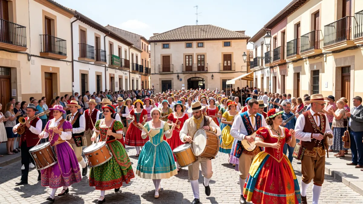 Imagen genérica de un pasacalles festivo en un pueblo español.