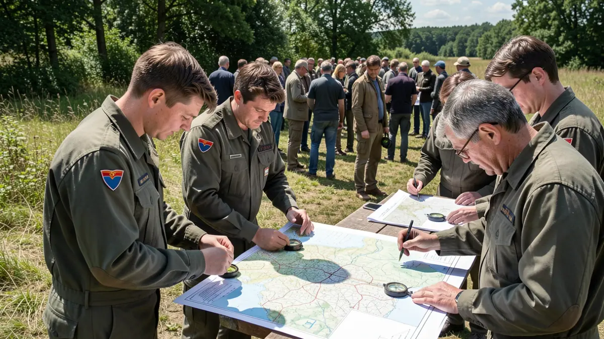 Generic image of Civil Protection volunteers conducting an outdoor orientation exercise.