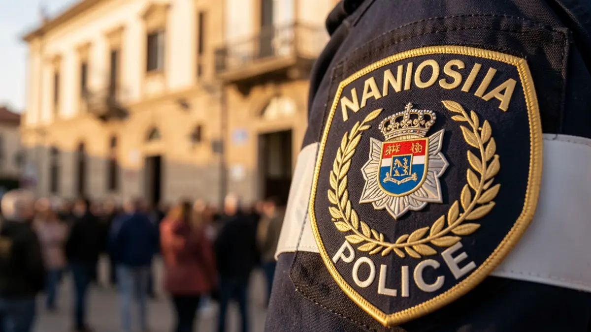 National Police badge with the Getafe Town Hall in the background.