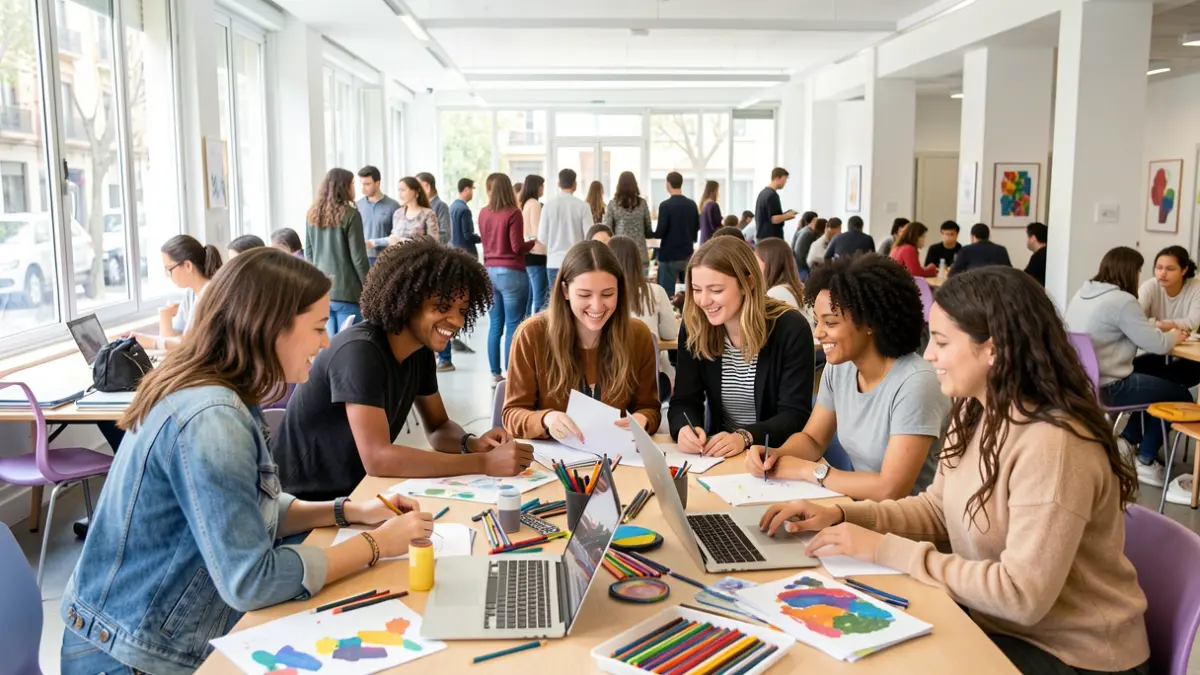 Generic image of young people collaborating on a project in a youth center.