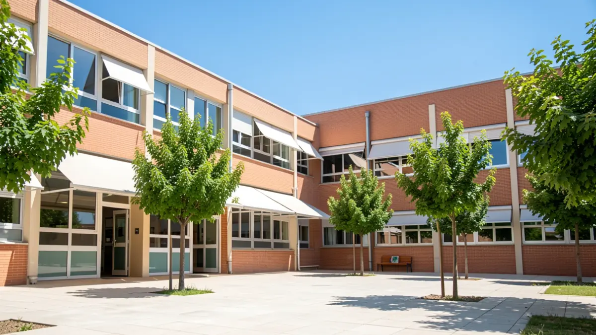 Generic image of a public school in Getafe with courtyard improvements.