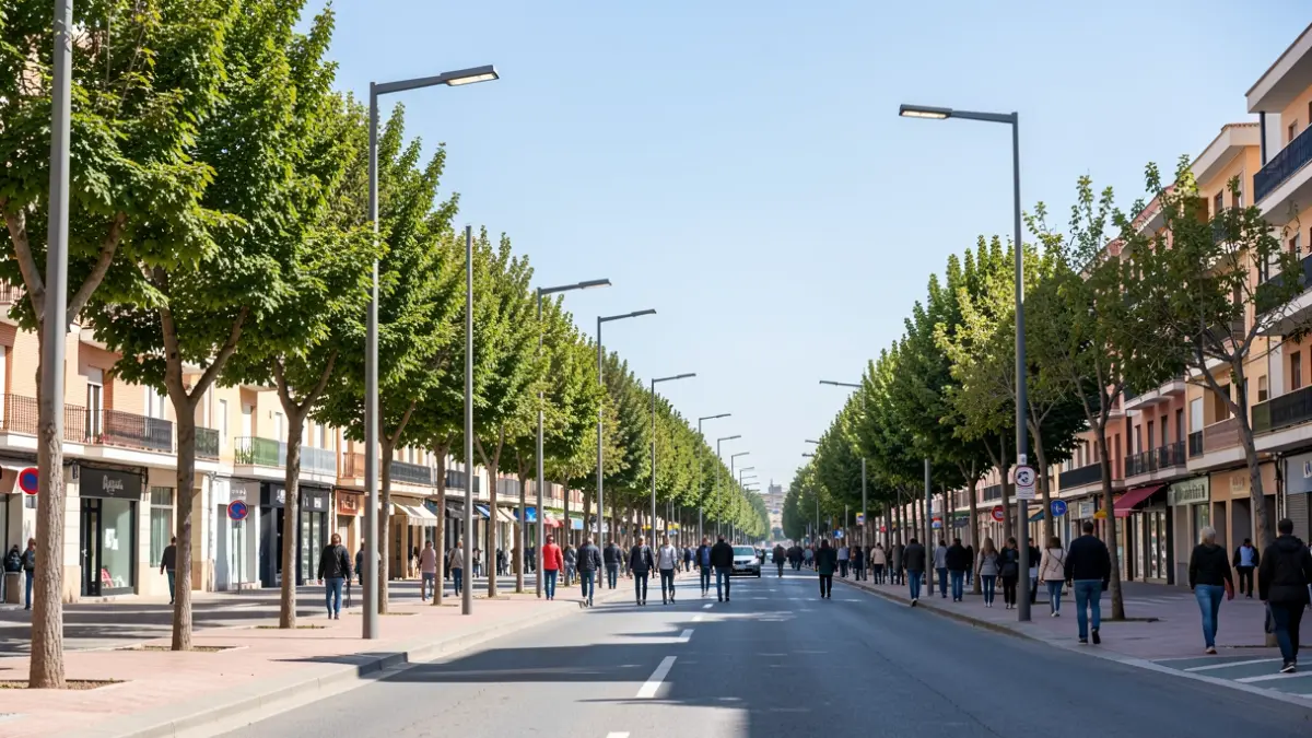 Imagen de las nuevas luminarias LED instaladas en una calle de Getafe.