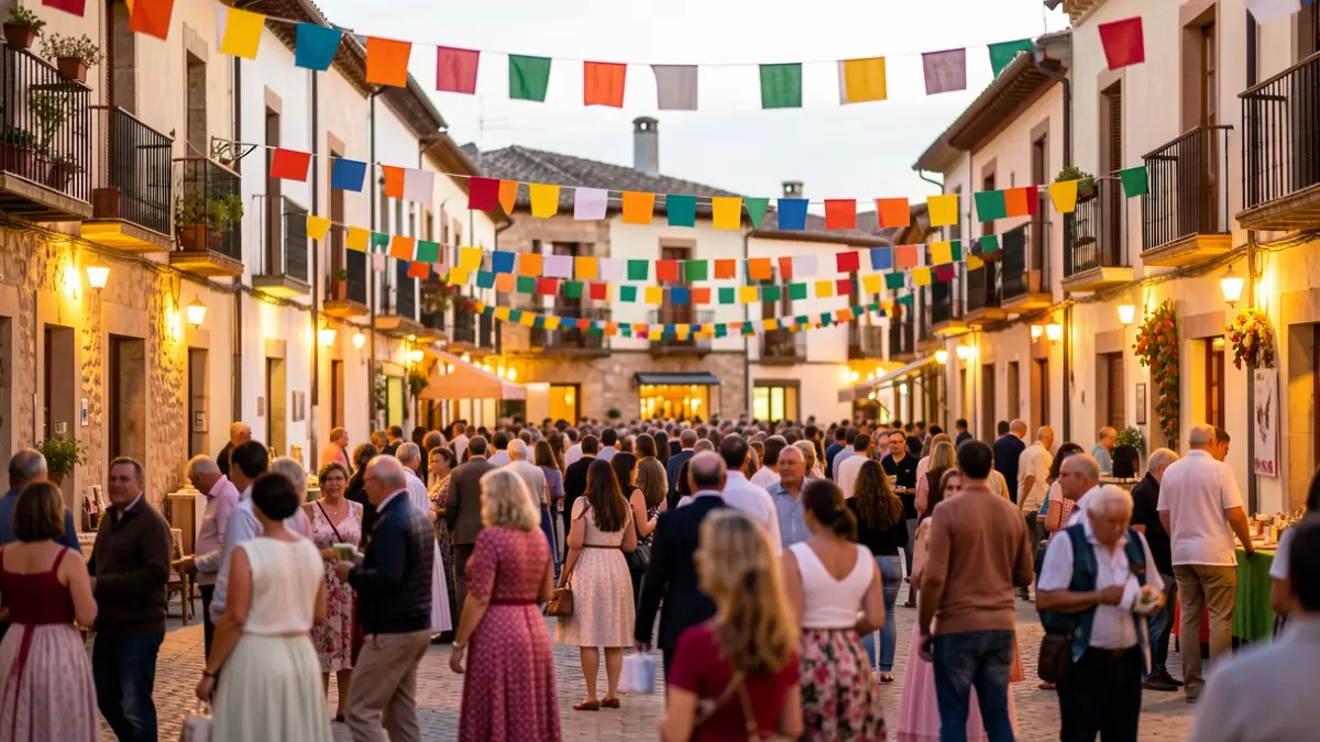 Generic image of a Spanish town square during a festival.
