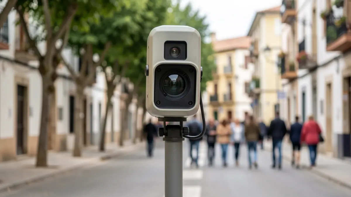 Generic image of a mobile traffic speed camera on an urban street.