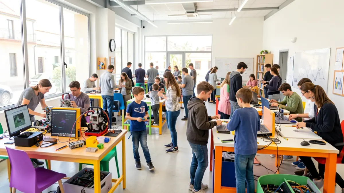 Generic image of a modern youth center with creative and technical activities.