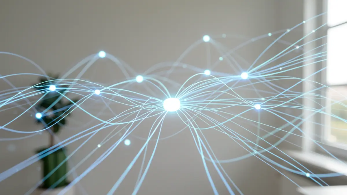 Generic image of connected artificial intelligence nodes, representing hospitals and secure data analysis.