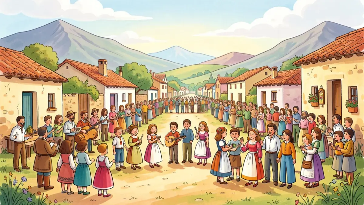 Illustration representing childhood memories, songs, and tales from the Sierra del Rincón.