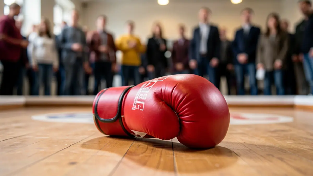 Generic image of a boxing glove on a training mat.