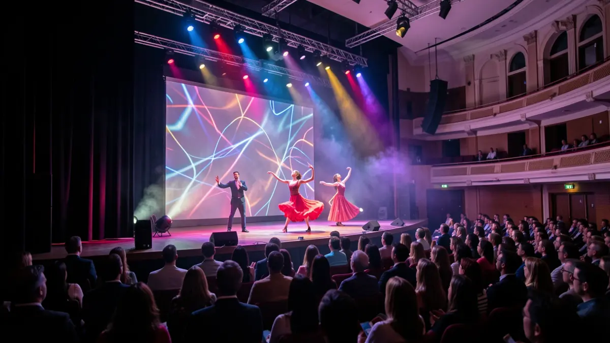 Imagen genérica de una escena de danza contemporánea con toques de flamenco en un teatro madrileño.
