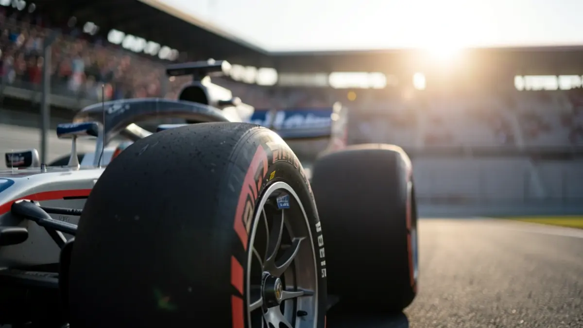Generic image of a Formula 1 racing tire on a circuit.
