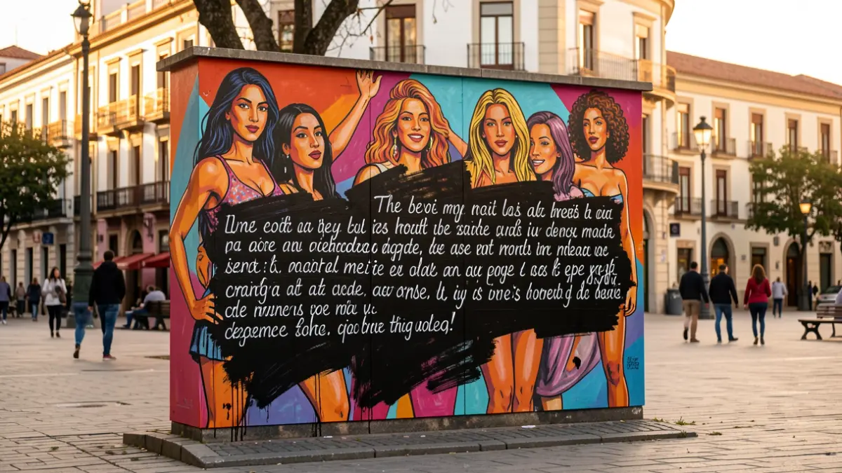 Vandalized feminist mural recovered with poetry in Gargantilla del Lozoya.