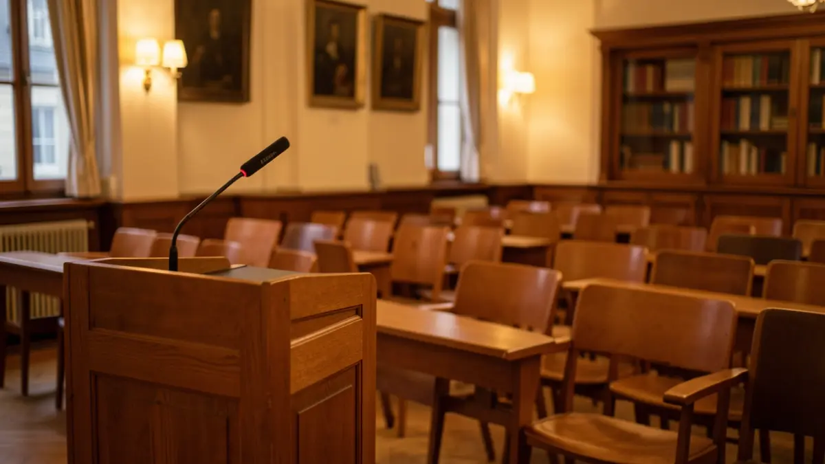 Generic image of a university conference room with an academic atmosphere.