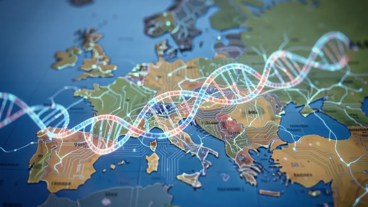Representación abstracta de ciencia, tecnología y conexión global.