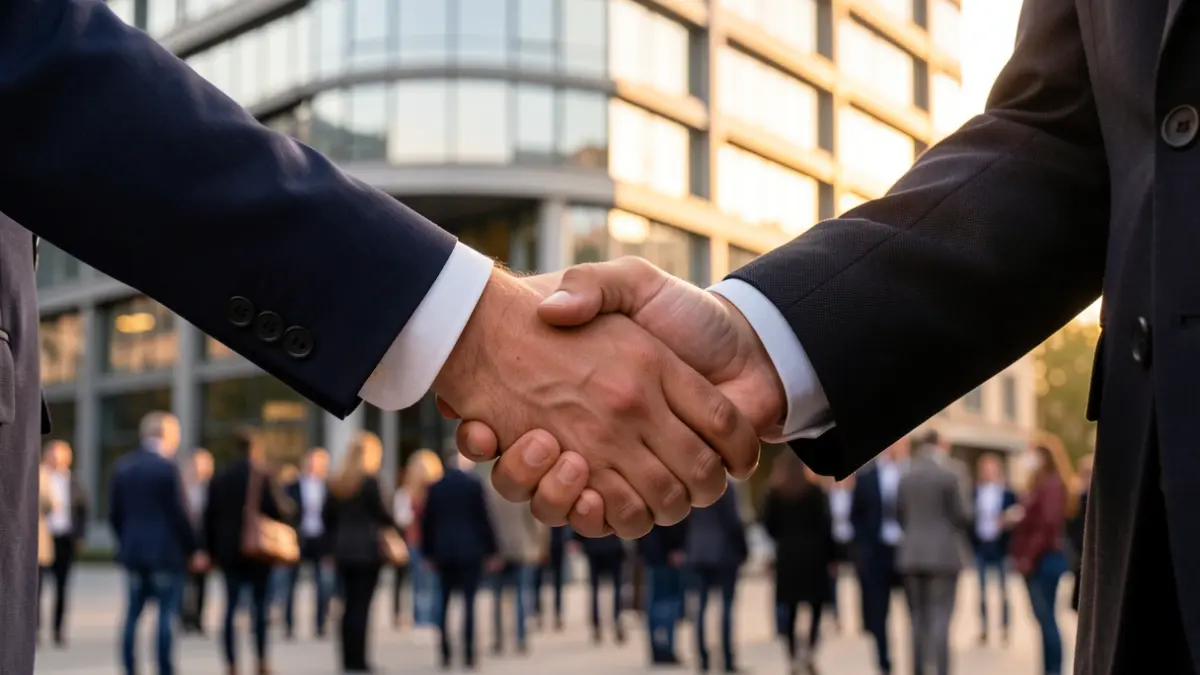 Generic image of a handshake in a business setting in Madrid.
