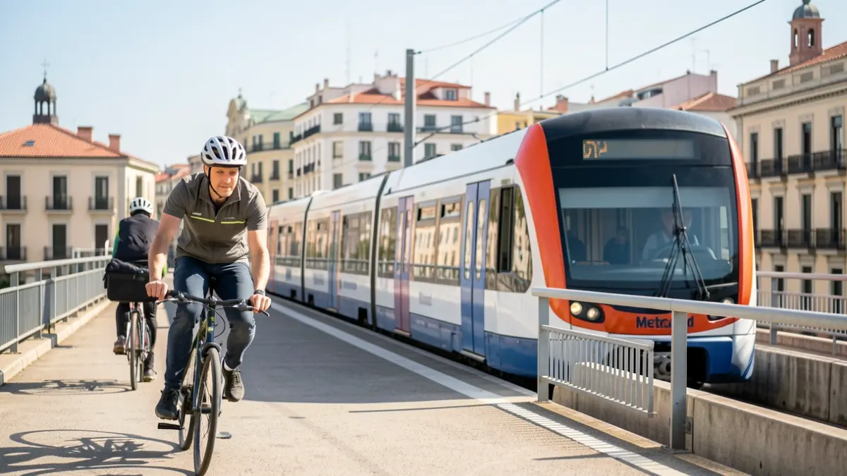 Imagen genérica de integración de bicicleta y transporte público en Madrid.