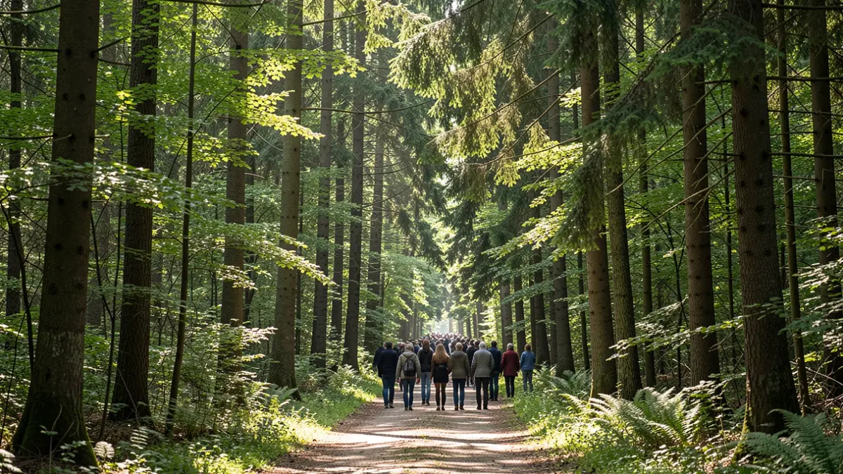 Generic image of a forest with a path, symbolizing forest fire prevention.