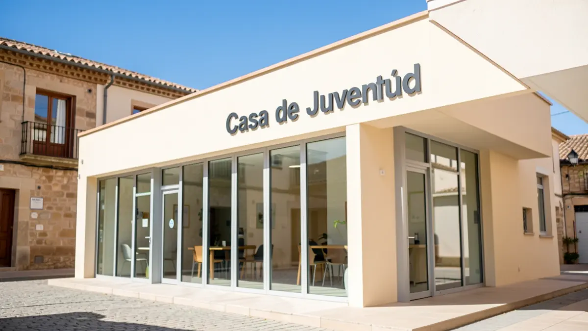 Generic image of the exterior of a Youth Center in a Spanish town.